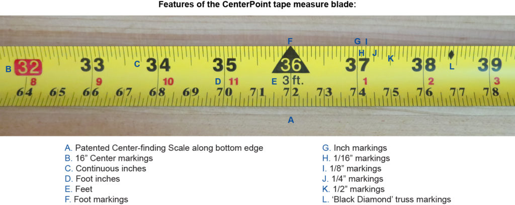 Features of the CenterPoint tape measure blade